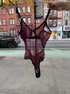 Bully Boy: Monique Mesh Keyhole Bodysuit - Wine