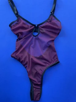 Bully Boy: Monique Mesh Keyhole Bodysuit - Wine