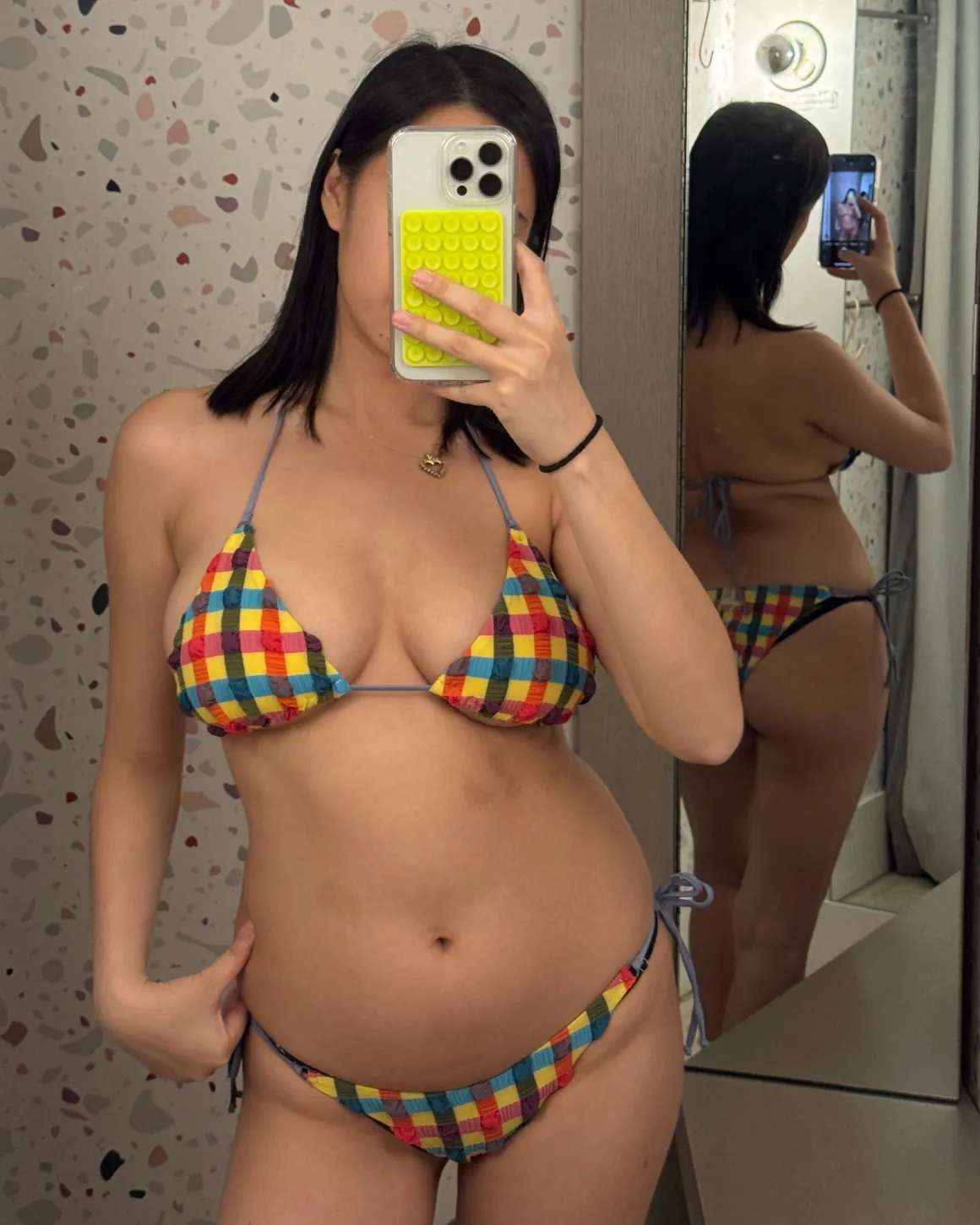 Caro Luna: Elsa Seersucker Triangle Bikini Top - S, Last One!