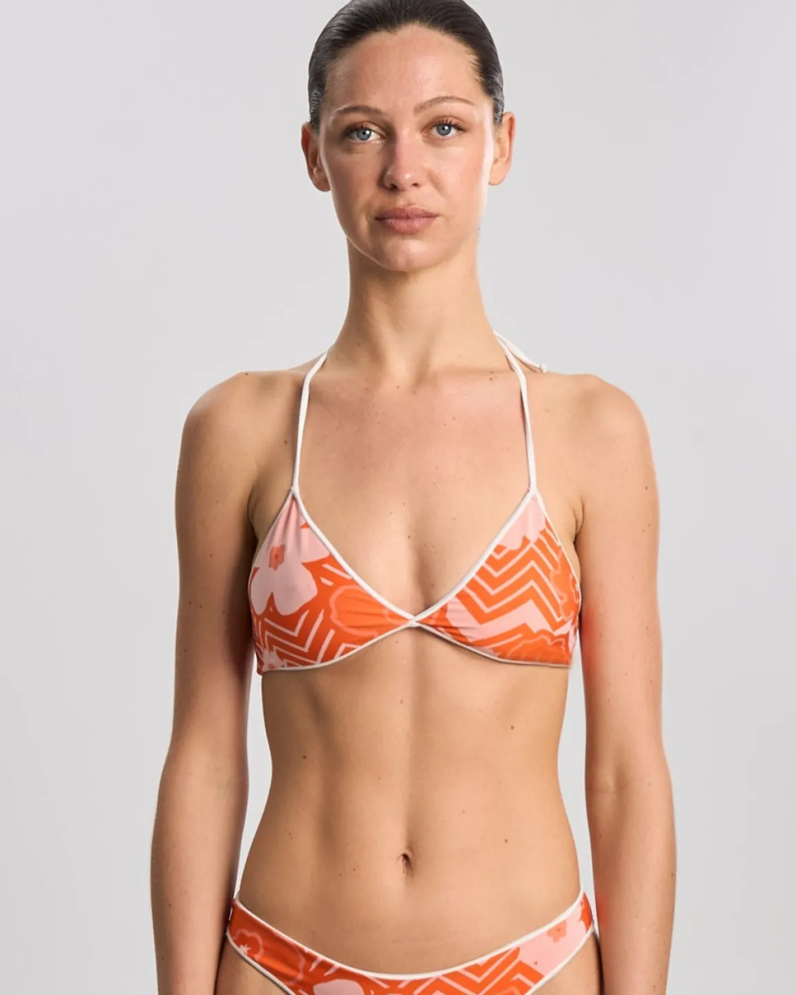 Caro Luna: Jules Jacquard Triangle Bikini Top - L