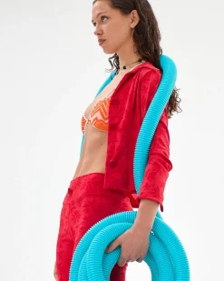 Caro Luna: Jules Jacquard Triangle Bikini Top - L