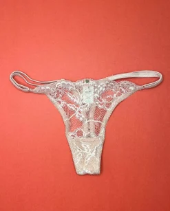 Clo: Fortuna Lace Adjustable String Thong - Rosa Cuarzo