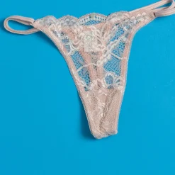 Clo: Fortuna Lace Adjustable String Thong - Rosa Cuarzo
