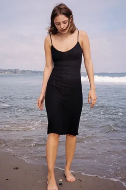 Cou Cou Intimates: The Midi Slip Dress - Black