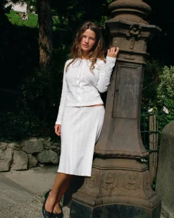 Cou Cou Intimates: The Midi Slip Skirt - White