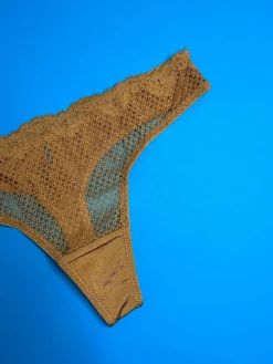 Duet by Timpa: Lace Thong with Keyhole Back - Caramel