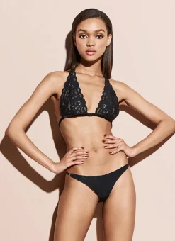 Fleur du Mal: Charlotte Lace Seamless String Panty - Black