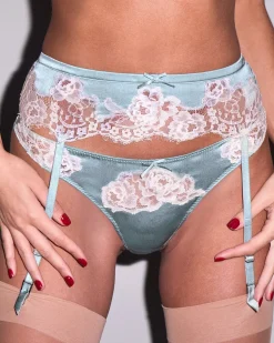 Fleur du Mal: Juliet Lace Thong - Frosted Mint