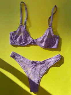 Fleur du Mal: Le Stretch Lace Demi Bra - Light Lilac