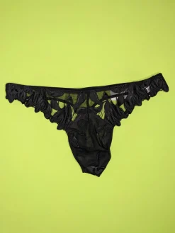 Fleur du Mal: Lily Lace Cupped Thong - Black
