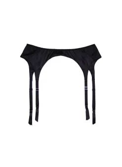 Fleur du Mal: Satin Top Stitch Garter Belt - Black