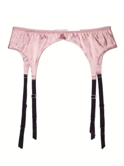 Fleur du Mal: Satin Top Stitch Garter Belt - Rose