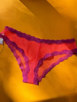 Fleur du Mal: Sheer Tulle Bikini - Neon Coral