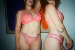 Fleur du Mal: Sheer Tulle Demi Bra - Neon Coral