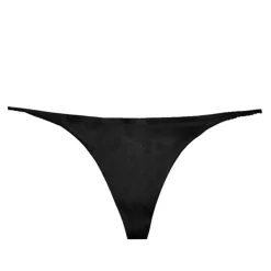 Fleur du Mal: Silk Satin Luxe V String Thong - Black