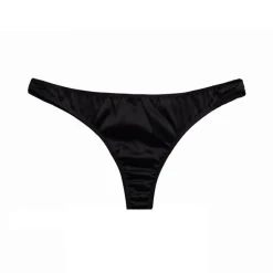 Fleur du Mal: Silk Satin Luxe Thong - Black