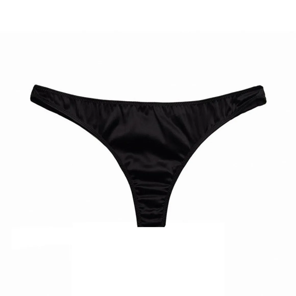Fleur du Mal: Silk Satin Luxe Thong - Black