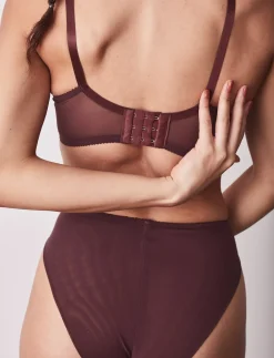 Fortnight: Meshie High-Waisted Brief - Burgundy