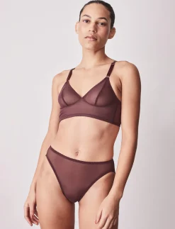 Fortnight: Meshie High-Waisted Brief - Burgundy