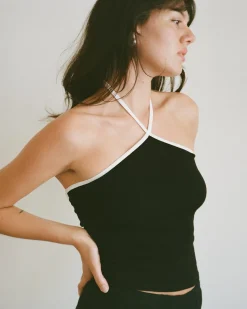 Gil Rodriguez: Julia Contrast Halter Top - Black