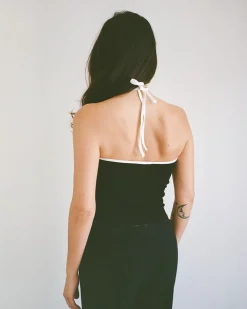 Gil Rodriguez: Julia Contrast Halter Top - Black