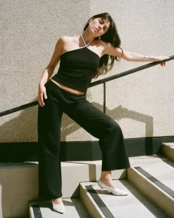 Gil Rodriguez: Julia Contrast Halter Top - Black