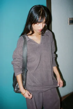 Gil Rodriguez: Sherpa Huge Long Sleeve Top - Deep Taupe