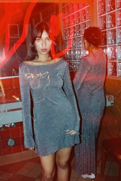 Gil Rodriguez: Shimmer Knit Electra Dress - Espresso