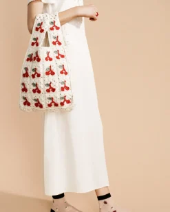 Hansel From Basel: Cherries Crochet Shopper Bag - Ivory