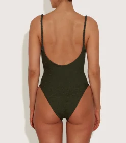 Hunza G: Camille One Piece with Braided Straps - Metallic Khaki
