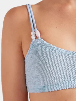 Hunza G: Cassie Beaded Bandeau Bikini Set - Metallic Ice Blue