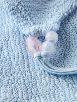 Hunza G: Cassie Beaded Bandeau Bikini Set - Metallic Ice Blue