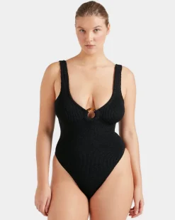 Hunza G: Celine Tortoise Shell One Piece - Black