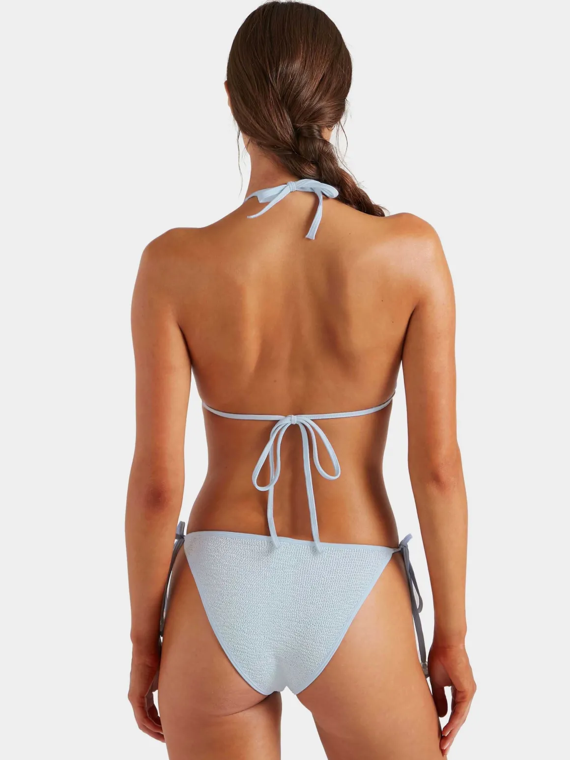 Hunza G: Gina Triangle Beaded Bikini Set - Metallic Ice Blue