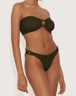 Hunza G: Gloria Bandeau Bikini Set - Metallic Khaki
