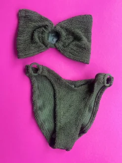 Hunza G: Gloria Bandeau Bikini Set - Metallic Khaki