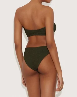 Hunza G: Gloria Bandeau Bikini Set - Metallic Khaki
