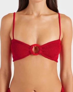 Hunza G: Misty Fabric Covered Hoops Bikini Set - Red