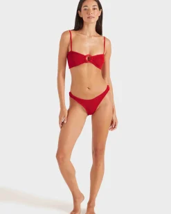 Hunza G: Misty Fabric Covered Hoops Bikini Set - Red