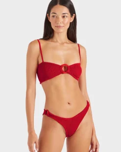 Hunza G: Misty Fabric Covered Hoops Bikini Set - Red