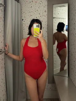 Hunza G: Sandy Halter One Piece - Red