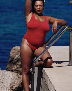 Hunza G: Square Neck One Piece - Red