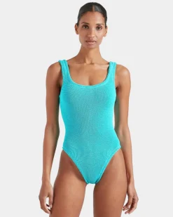 Hunza G: Square Neck One Piece - Aqua