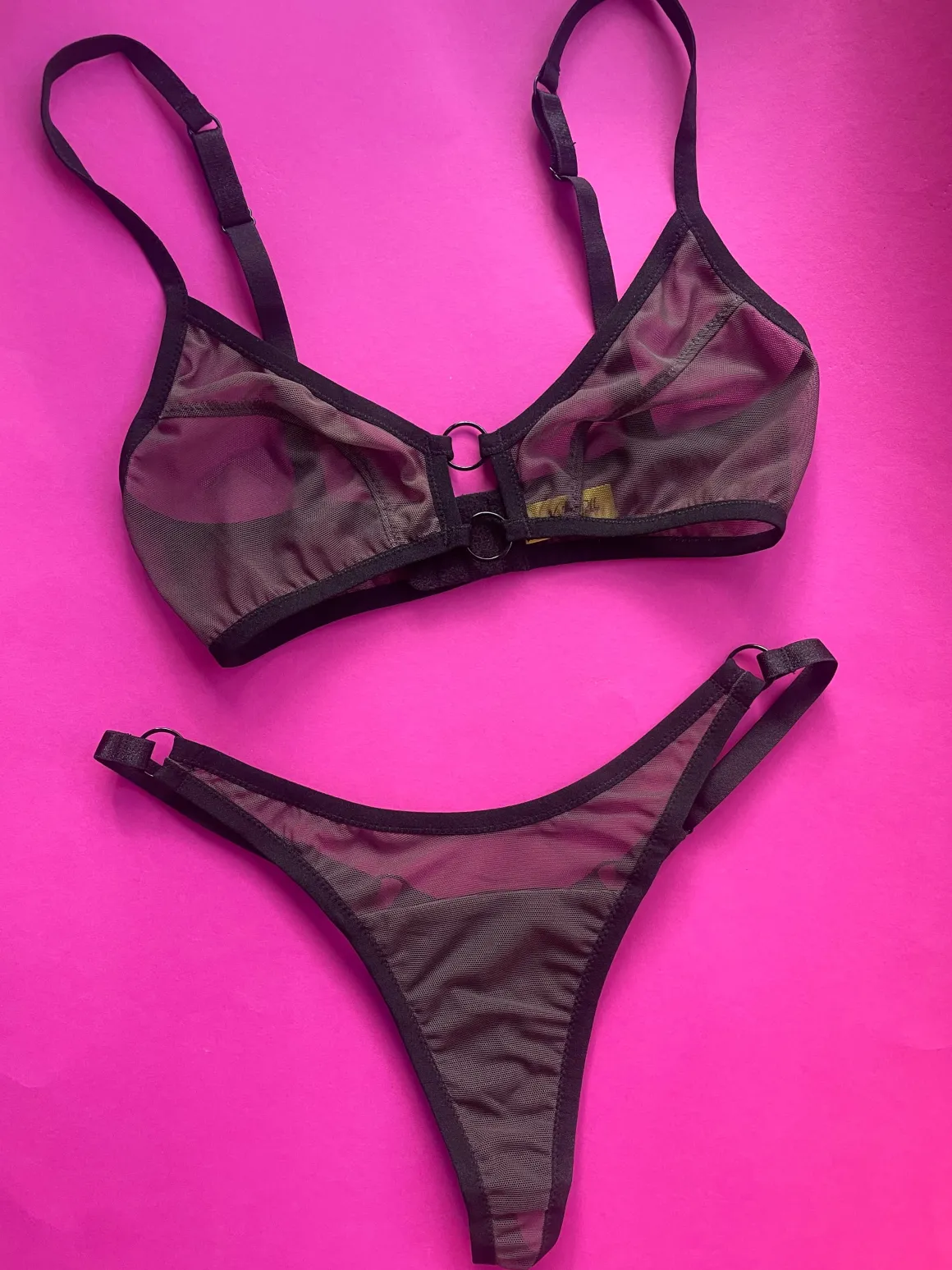 Kayleigh Peddie: Evan Mesh Bra with Rings - Charcoal