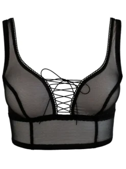 Kayleigh Peddie: Robbi Crop Lace Up Bra - Black