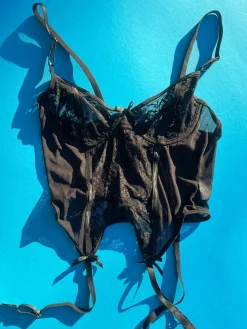 KissKill: Evie Lace Corset Garter Tank - Black