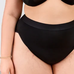 La Fille d'O: Bunny High-Waisted Bikini Bottom - Black