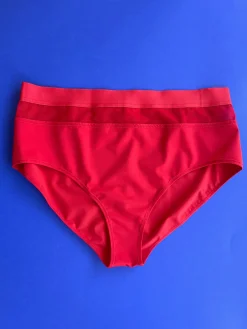 La Fille d'O: Lotus High Waisted Bikini Bottom - Red