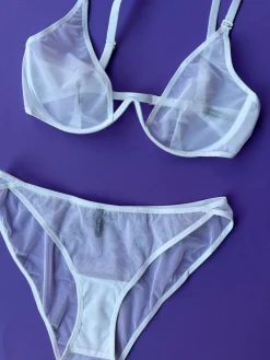 La Fille d'O: Precious Mesh Brief - White