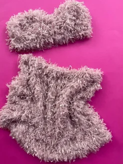 Miss Crofton: Heather Feathered Miniskirt - Pink